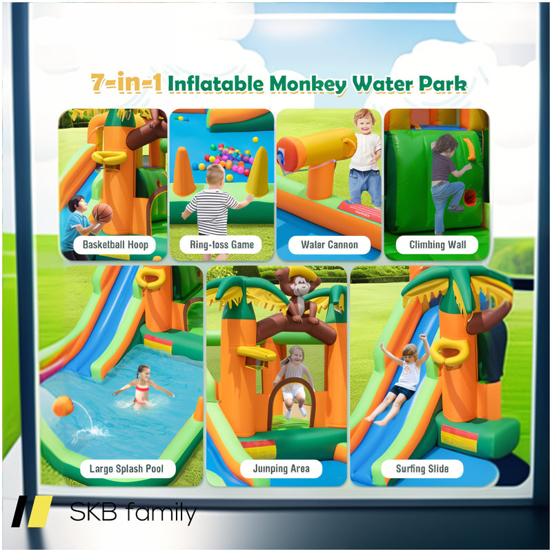 Monkey-Themed Inflatable Bounce House With Slide Without Blower 240515-230786