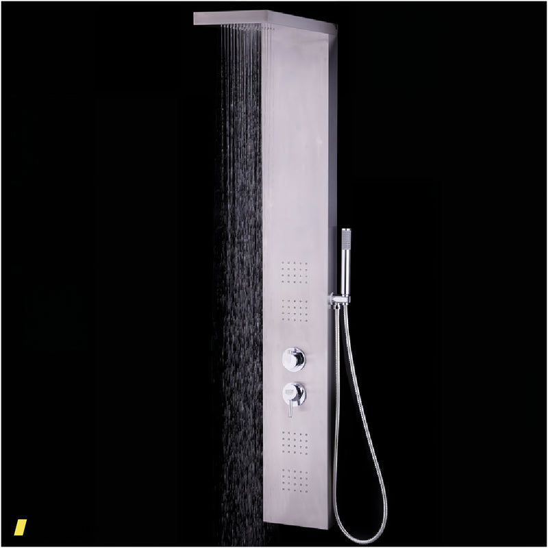 55 Inch Brushed Stainless Steel Shower Panel Rainfall Waterfall 240515-230789