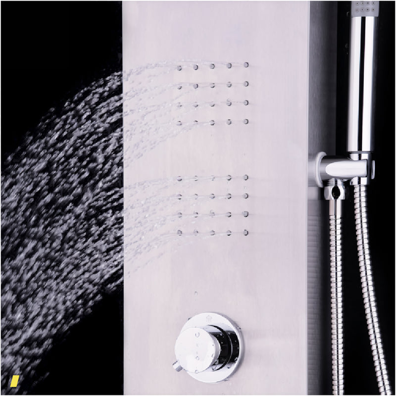 55 Inch Brushed Stainless Steel Shower Panel Rainfall Waterfall 240515-230789