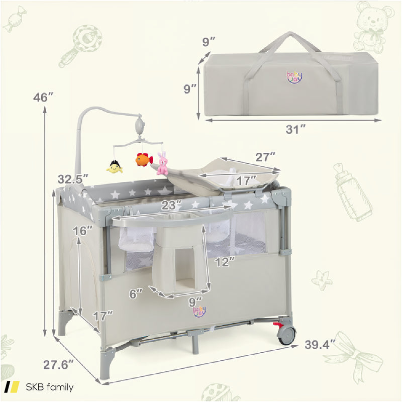 5-In-1 Portable Baby Beside Bassinet With Diaper Changer 240515-230800