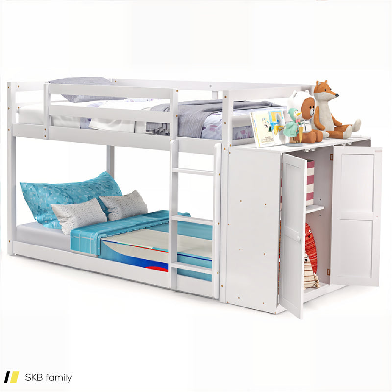 Twin Size Bunk Bed With Convertible Bookcase And Ladder 240515-230805