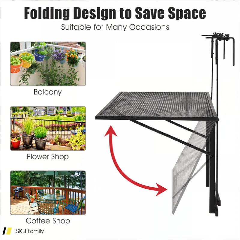 Railing Folding Table With 5-Level Adjustable Heights 240515-230807