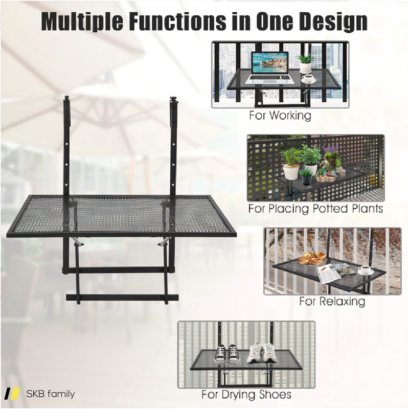 Railing Folding Table With 5-Level Adjustable Heights 240515-230807