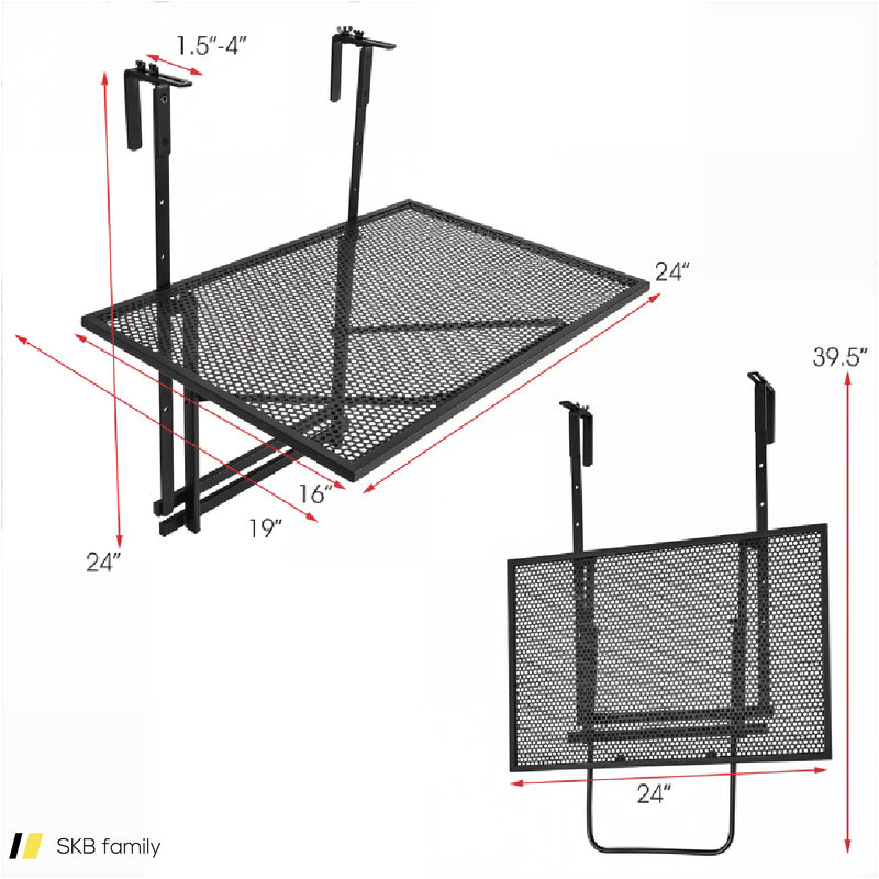 Railing Folding Table With 5-Level Adjustable Heights 240515-230807