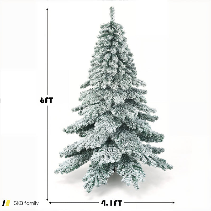 6 Feet Snow Flocked Artificial Pvc Christmas Tree 240515-230809