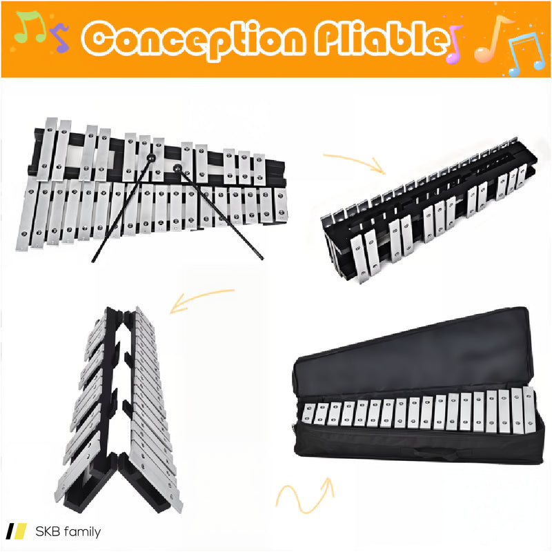 Foldable Aluminum Glockenspiel Xylophone 30 Note With Bag 240515-230811