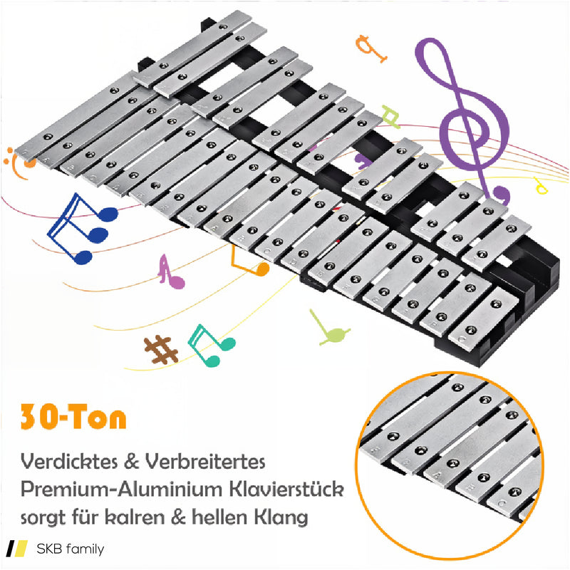 Foldable Aluminum Glockenspiel Xylophone 30 Note With Bag 240515-230811