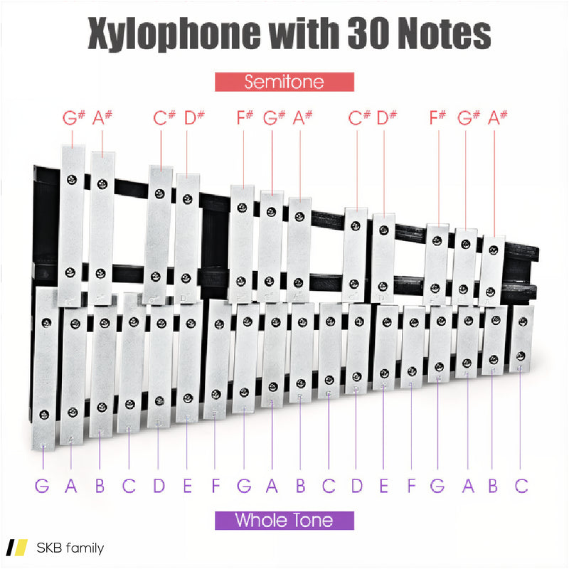 Foldable Aluminum Glockenspiel Xylophone 30 Note With Bag 240515-230811