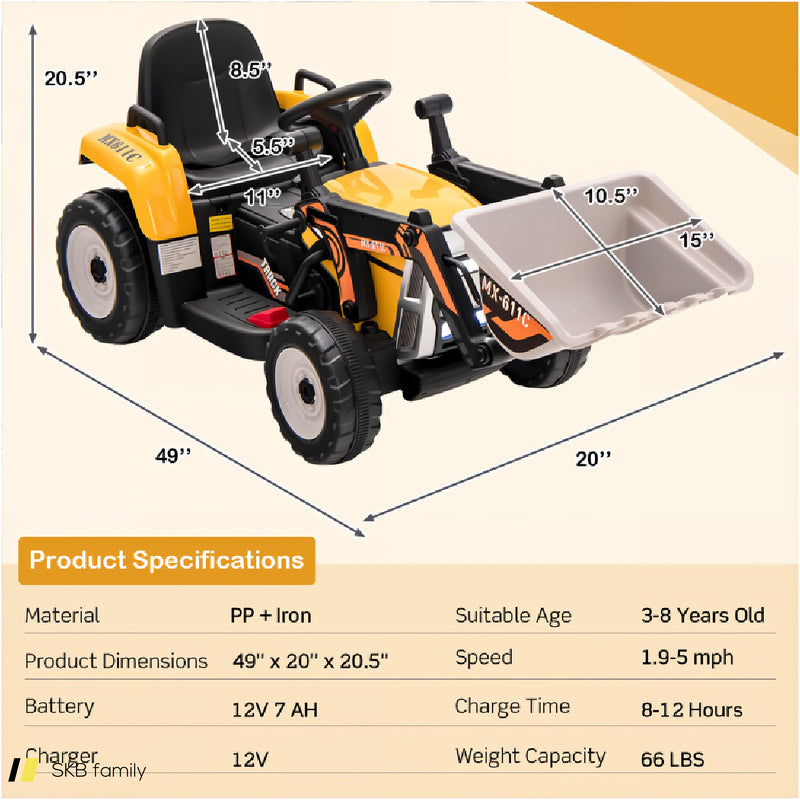 12v Battery Powered Kids Ride On Excavator With Adjustable Arm And Bucket 240515-230812