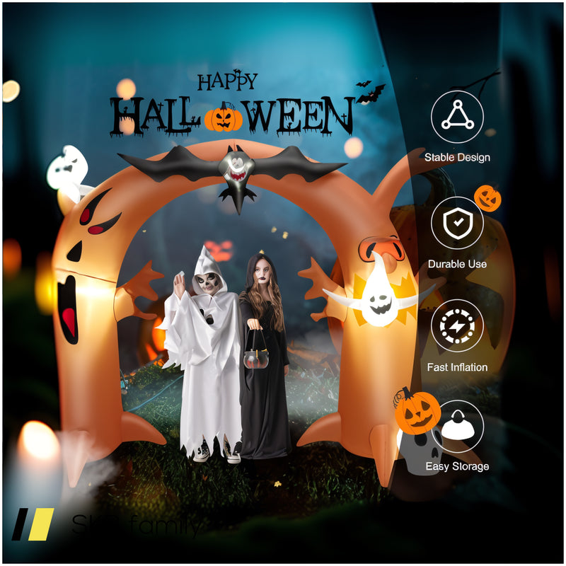 8 Feet Tall Halloween Inflatable Dead Tree Archway Decor With Bat Ghosts And Led Lights 240515-230814