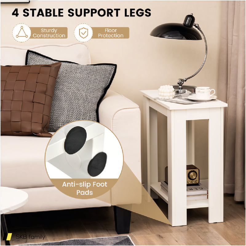 2-Tier Modern Compact End Table With Storage Shelf 240515-230816