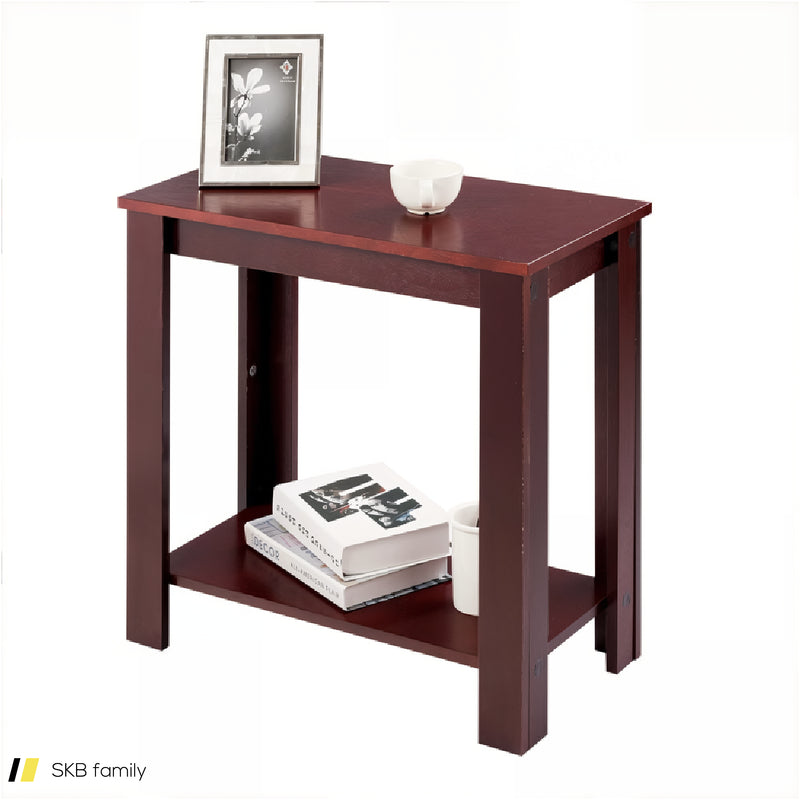 2-Tier Modern Compact End Table With Storage Shelf 240515-230816