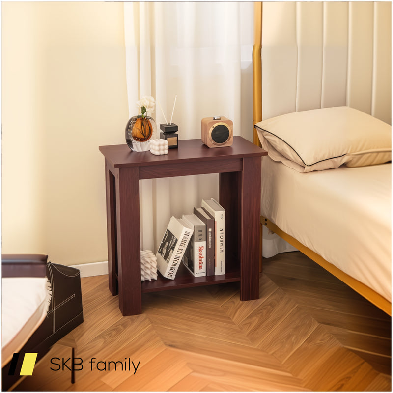 2-Tier Modern Compact End Table With Storage Shelf 240515-230816