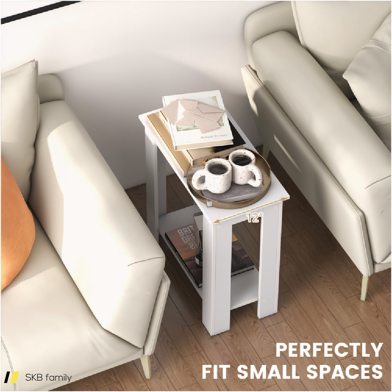 2-Tier Modern Compact End Table With Storage Shelf 240515-230816