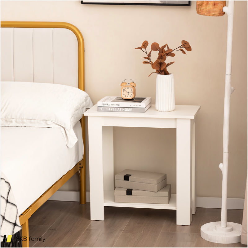 2-Tier Modern Compact End Table With Storage Shelf 240515-230816