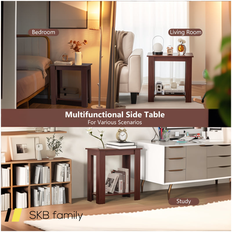 2-Tier Modern Compact End Table With Storage Shelf 240515-230816