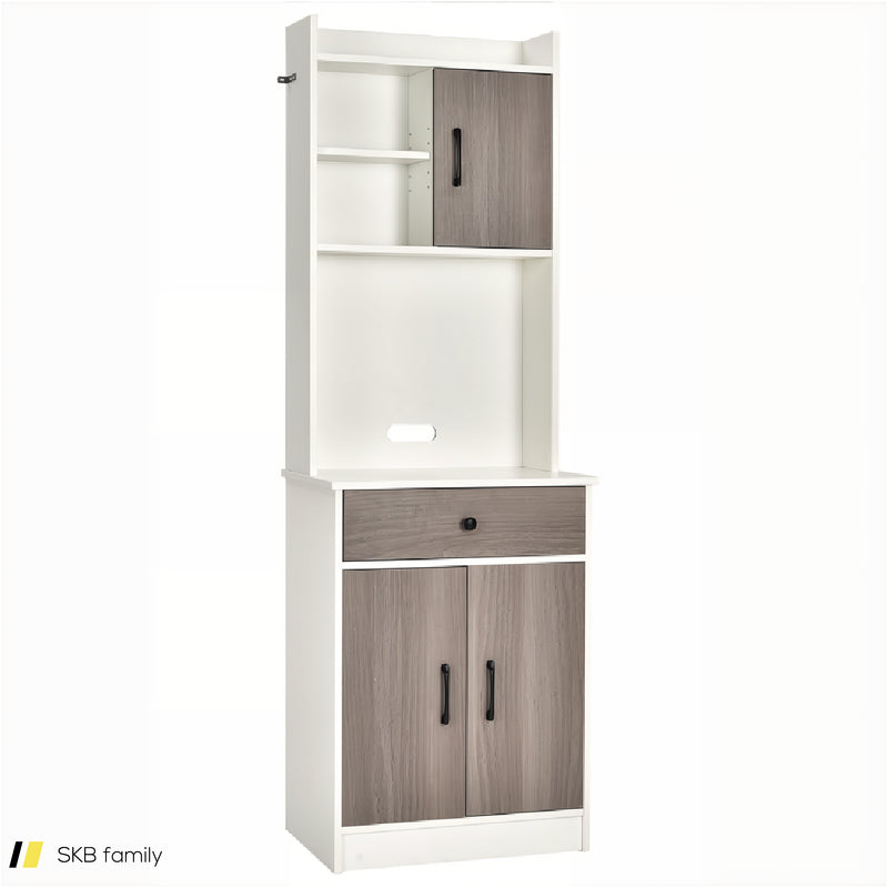 3-Door 71 Inch Kitchen Buffet Pantry Storage Cabinet With Hutch And Adjustable Shelf 240515-230822