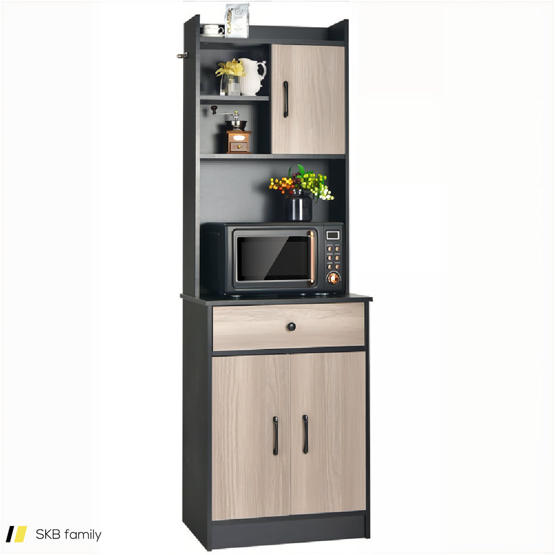 3-Door 71 Inch Kitchen Buffet Pantry Storage Cabinet With Hutch And Adjustable Shelf 240515-230822