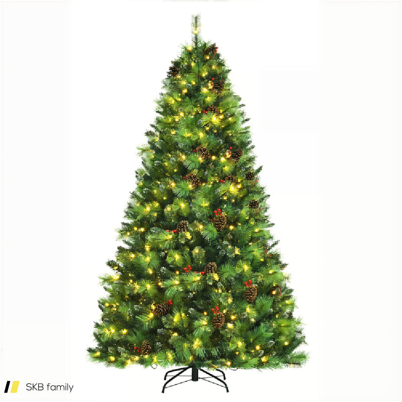 Pre-Lit Hinged Christmas Tree With Pine Cones And Red Berries 240515-230825