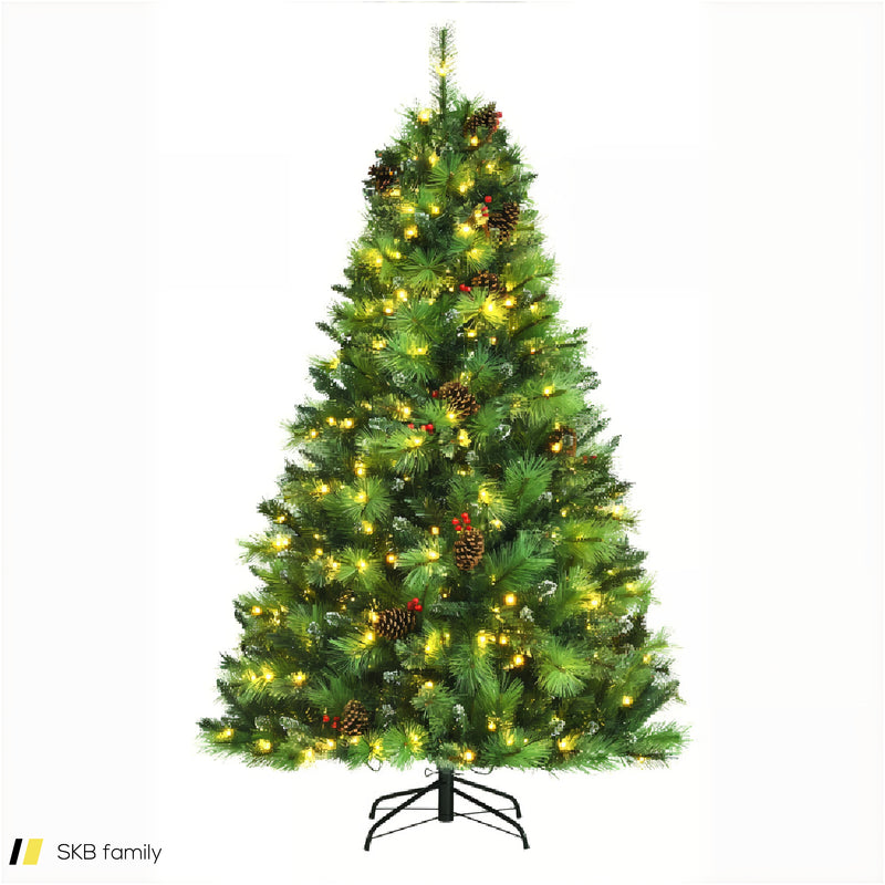 Pre-Lit Hinged Christmas Tree With Pine Cones And Red Berries 240515-230825