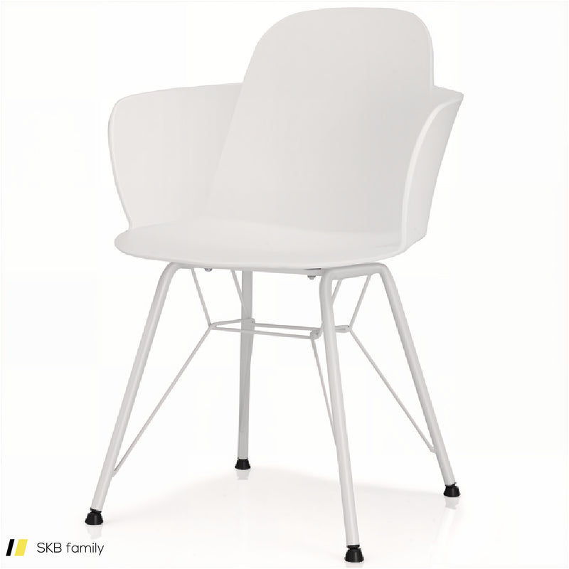 Set Of 2 Metal Frame Modern Petal-Shape Plastic Dining Chairs 240515-230830