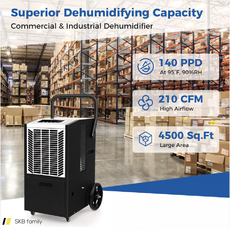 140 Pints Commercial Dehumidifier Crawl Space Dehumidifier With Pump And Drain Hose 240515-230831