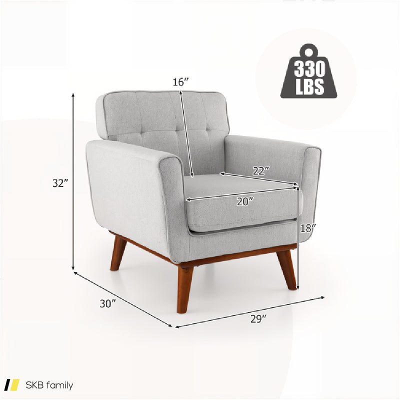 Modern Accent Chair Upholstered Linen Fabric Armchair With Removable Padded Seat Cushion 240515-230832