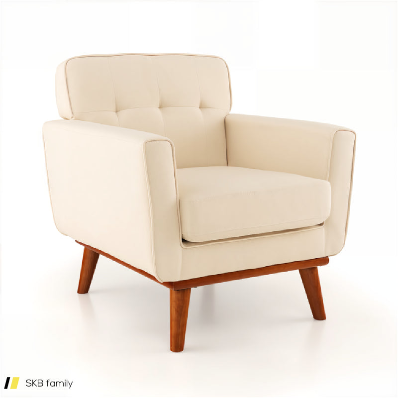 Modern Accent Chair Upholstered Linen Fabric Armchair With Removable Padded Seat Cushion 240515-230832