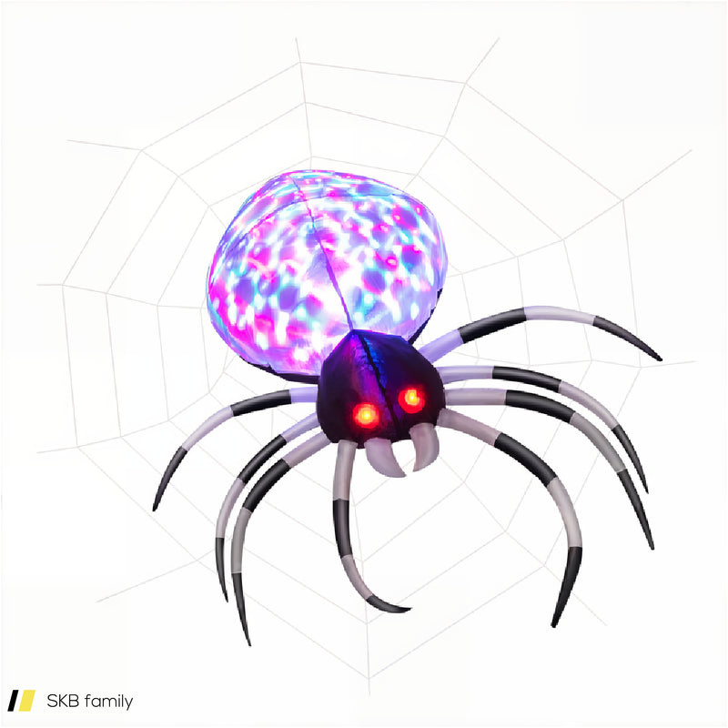 3.5 Feet Wall Halloween Inflatable Spider With Multi-Color Lights And Built-In Blower 240515-230844