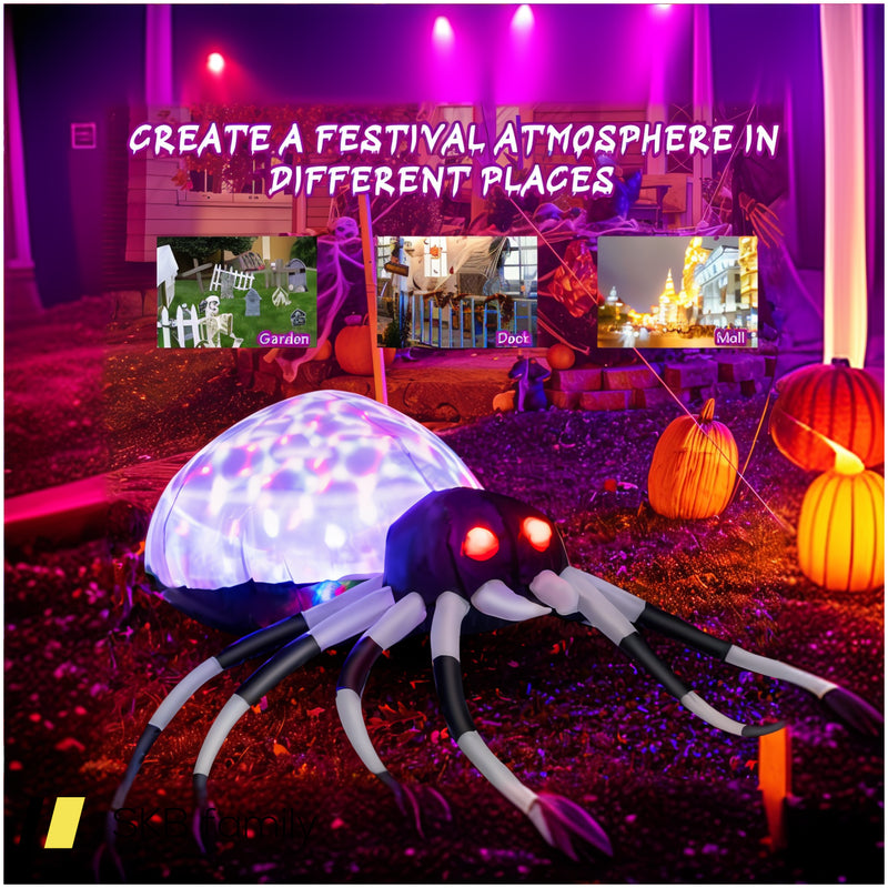 3.5 Feet Wall Halloween Inflatable Spider With Multi-Color Lights And Built-In Blower 240515-230844