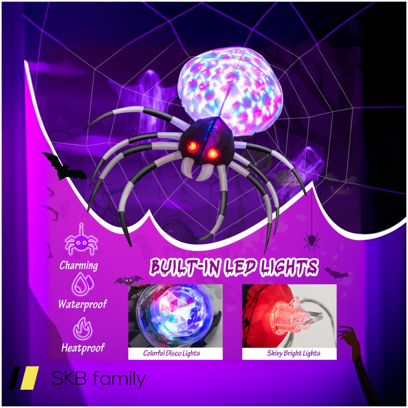 3.5 Feet Wall Halloween Inflatable Spider With Multi-Color Lights And Built-In Blower 240515-230844