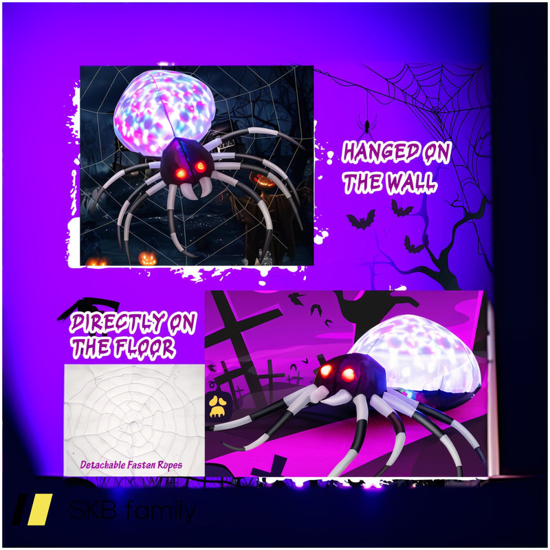 3.5 Feet Wall Halloween Inflatable Spider With Multi-Color Lights And Built-In Blower 240515-230844