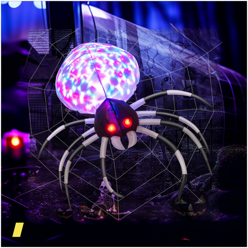 3.5 Feet Wall Halloween Inflatable Spider With Multi-Color Lights And Built-In Blower 240515-230844