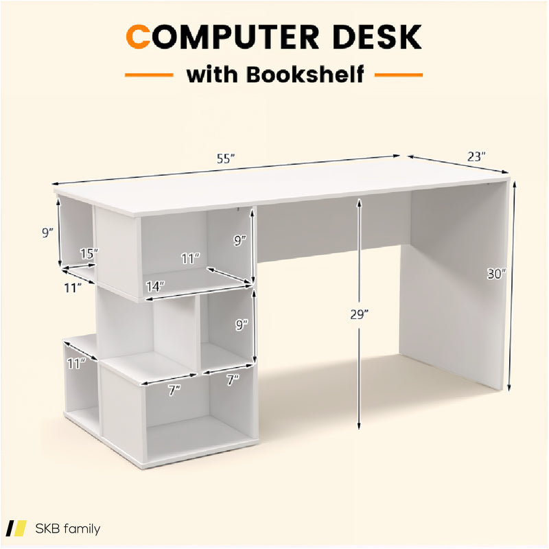 Modern Computer Desk With 3 Tier Storage Shelves For Home Office 240515-230846