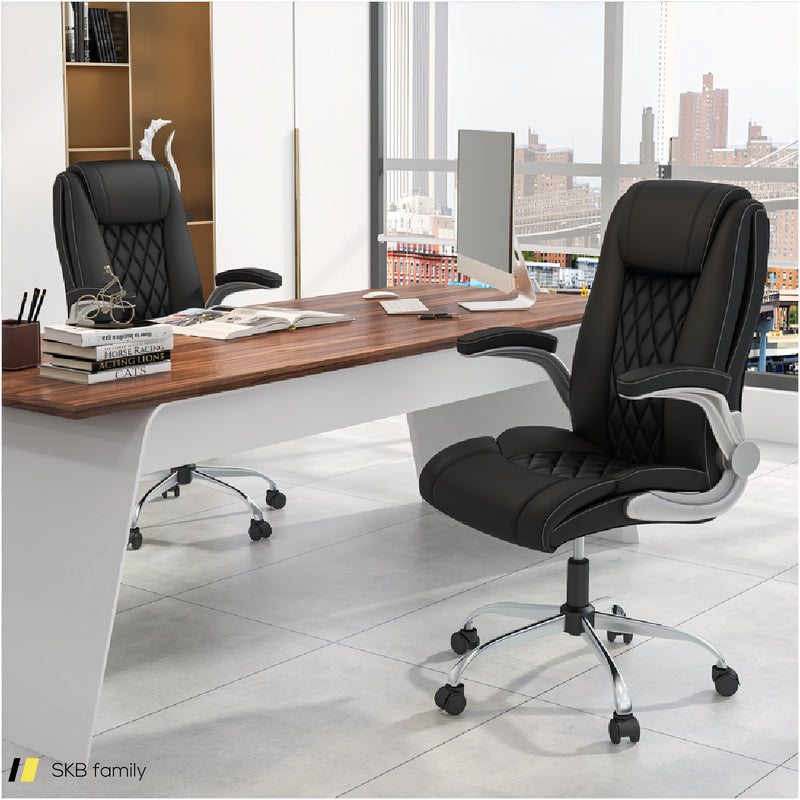 Modern Height Adjustable Pu Leather Office Chair With Rocking Function 240515-230848