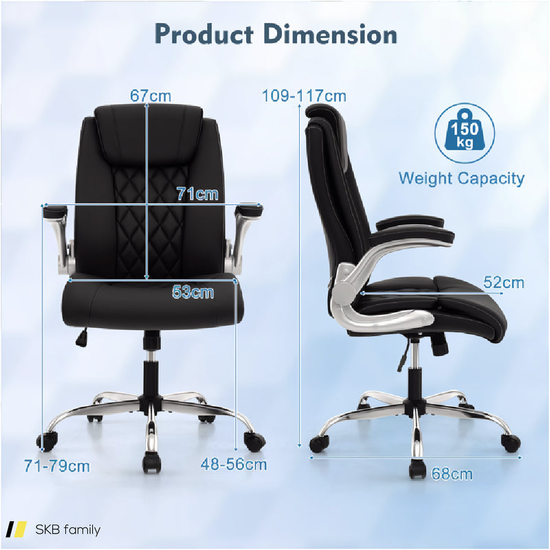 Modern Height Adjustable Pu Leather Office Chair With Rocking Function 240515-230848