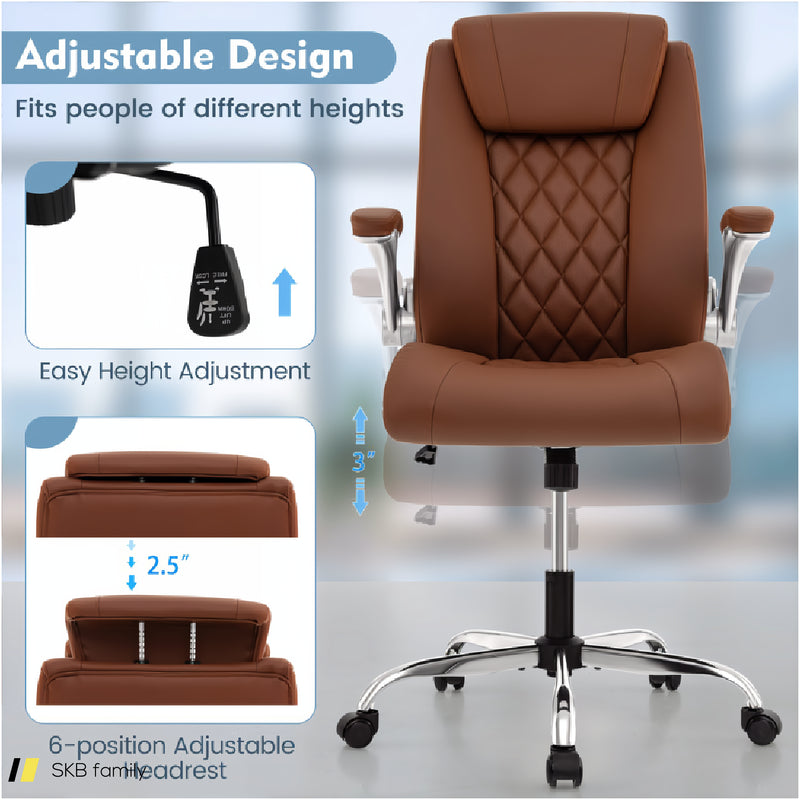 Modern Height Adjustable Pu Leather Office Chair With Rocking Function 240515-230848