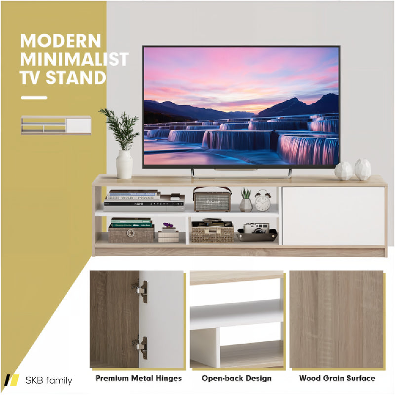 63 Inch Tv Stand With Push-To-Open Door Cabinet For Tvs Up To 75 Inch 240615-230851