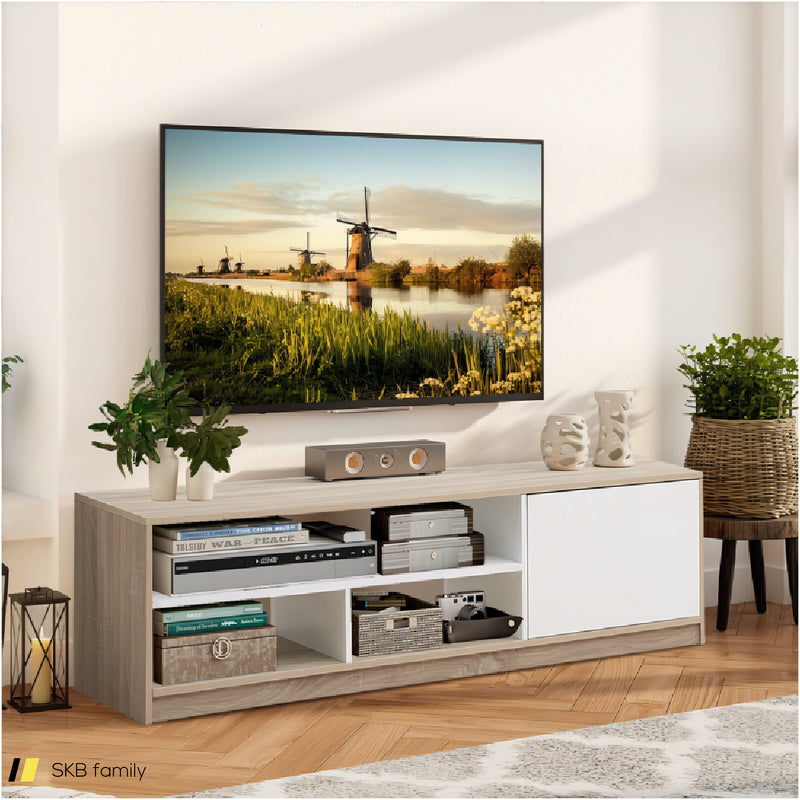 63 Inch Tv Stand With Push-To-Open Door Cabinet For Tvs Up To 75 Inch 240615-230851