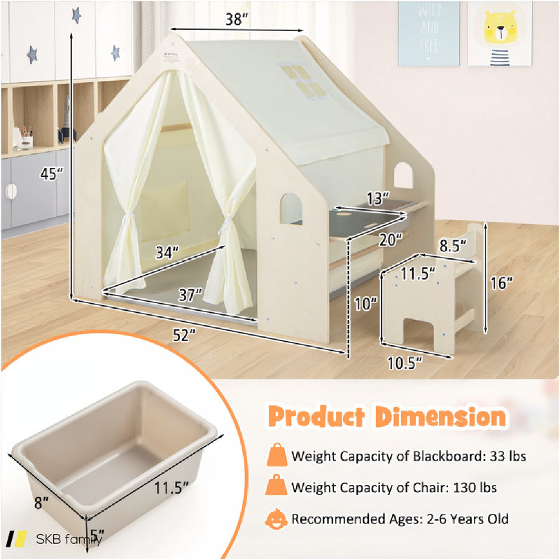 Montessori Style Indoor Playhouse With Storage Bin And Floor Mat For Toddlers Aged 2-6 Years Old 240615-230858