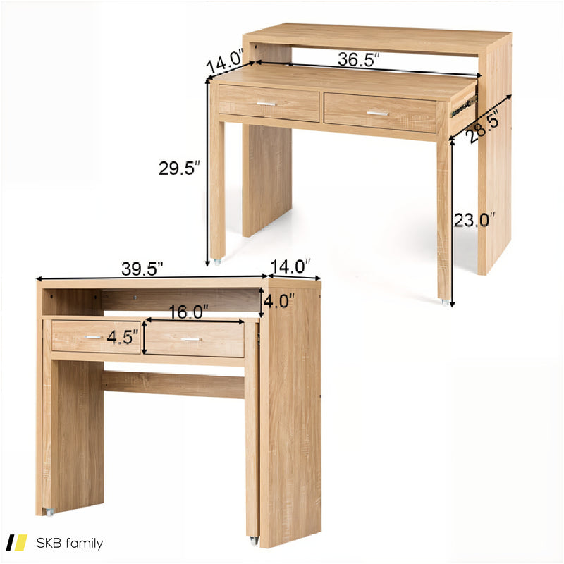 Extendable Computer Desk With Pull Out Secondary Desk 240615-230859