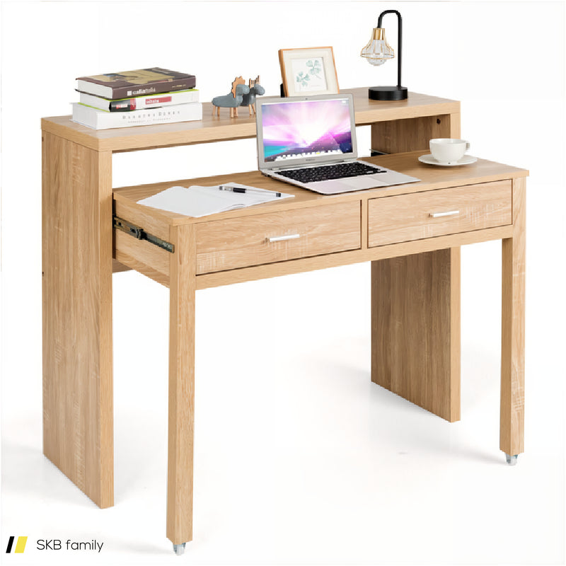 Extendable Computer Desk With Pull Out Secondary Desk 240615-230859