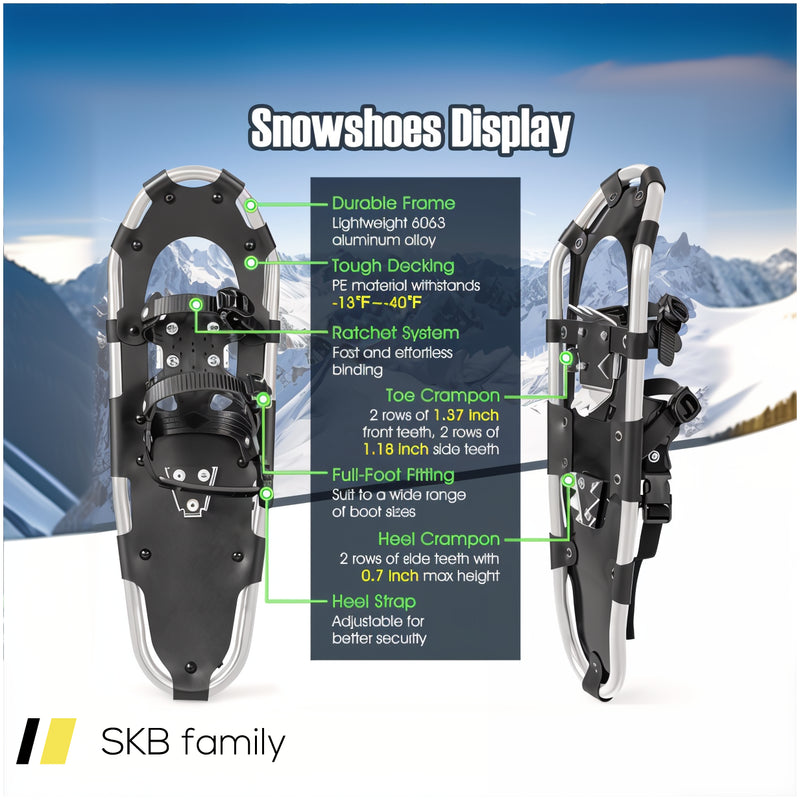 21/25/30 Inch 4-In-1 Lightweight Terrain Snowshoes With Flexible Pivot System 240615-230863