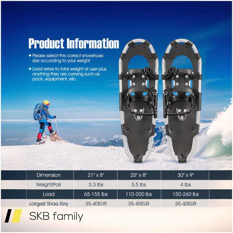 21/25/30 Inch 4-In-1 Lightweight Terrain Snowshoes With Flexible Pivot System 240615-230863