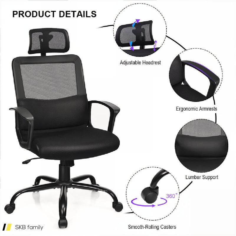 Mesh Office Chair High Back Ergonomic Swivel Chair 240615-230864