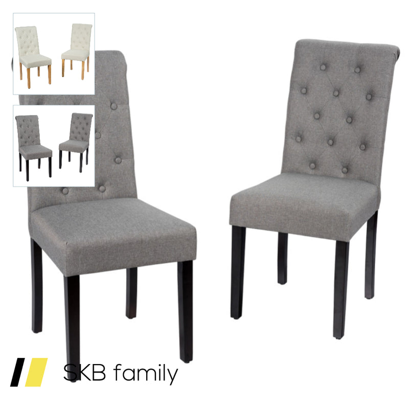 2 Pieces Tufted Dining Chair Set With Adjustable Anti-Slip Foot Pads 240615-230866