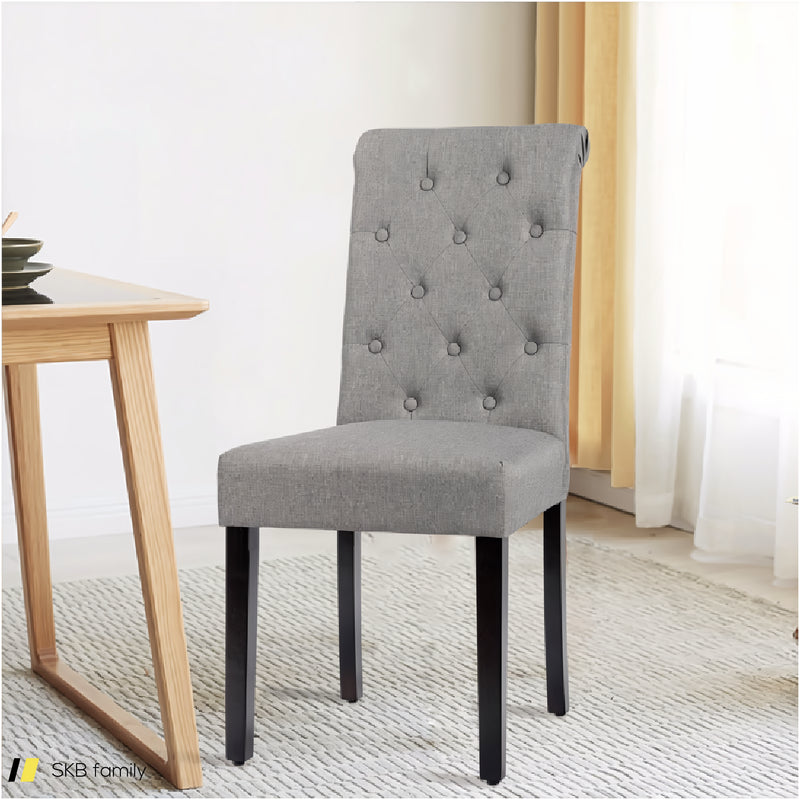 2 Pieces Tufted Dining Chair Set With Adjustable Anti-Slip Foot Pads 240615-230866