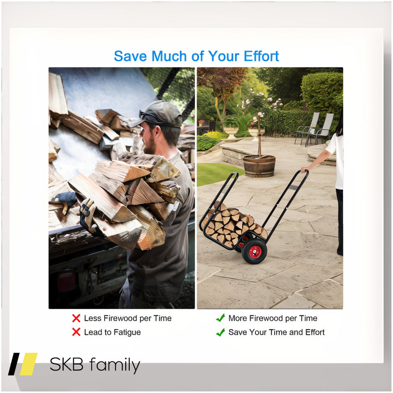 Firewood Log Cart Carrier With Wear-Resistant And Shockproof Rubber Wheels 240615-230867