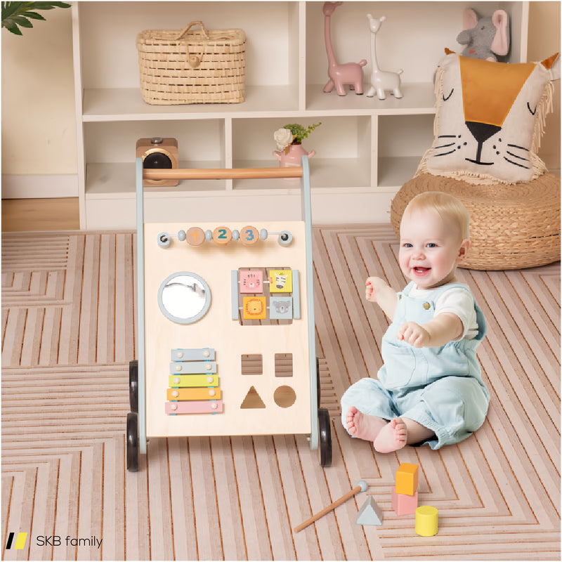 Wooden Baby Walker Toddler Push Walker With Xylophone And Flip Blocks 240615-230877