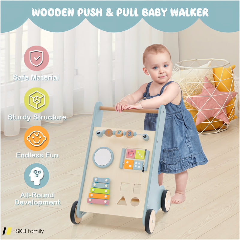 Wooden Baby Walker Toddler Push Walker With Xylophone And Flip Blocks 240615-230877